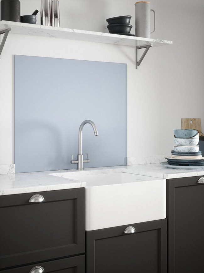 Cool Blue Self-Adhesive Glass Splashback