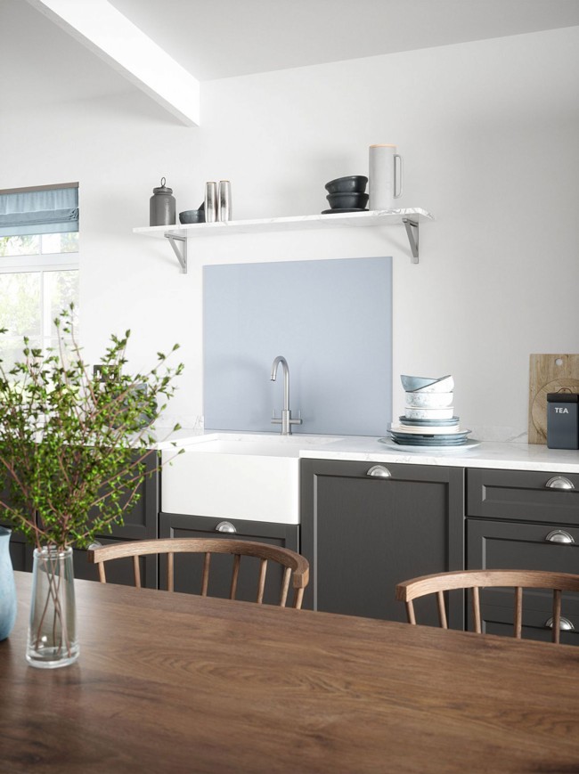 Cool Blue Self-Adhesive Glass Splashback