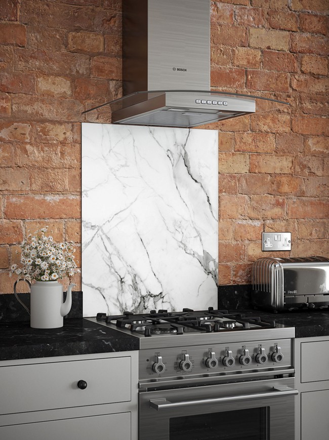 Carrara Marble Self-Adhesive Glass Splashback