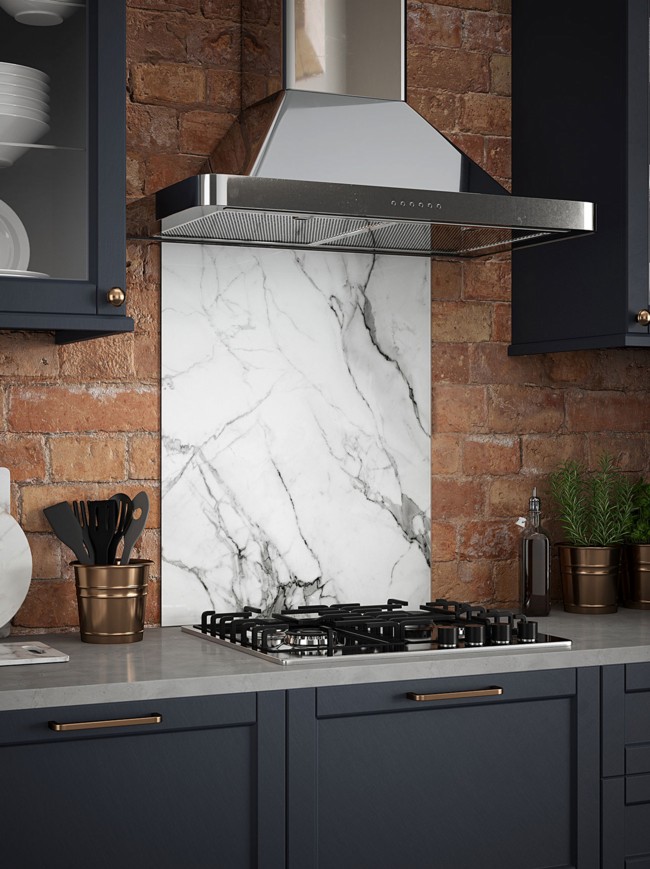 Carrara Marble Self-Adhesive Glass Splashback