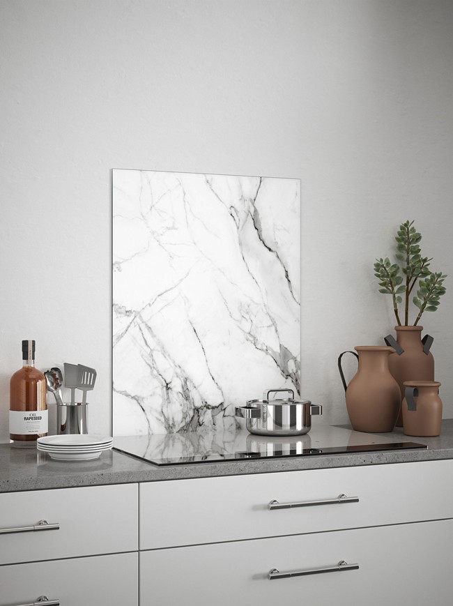 Carrara Marble Self-Adhesive Glass Splashback