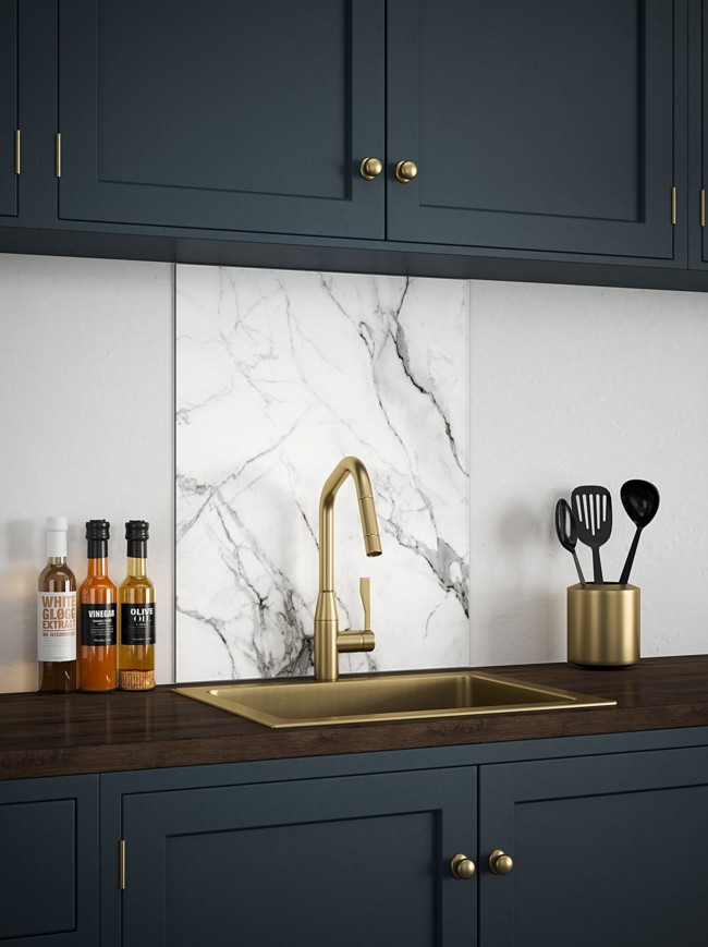 Carrara Marble Self-Adhesive Glass Splashback