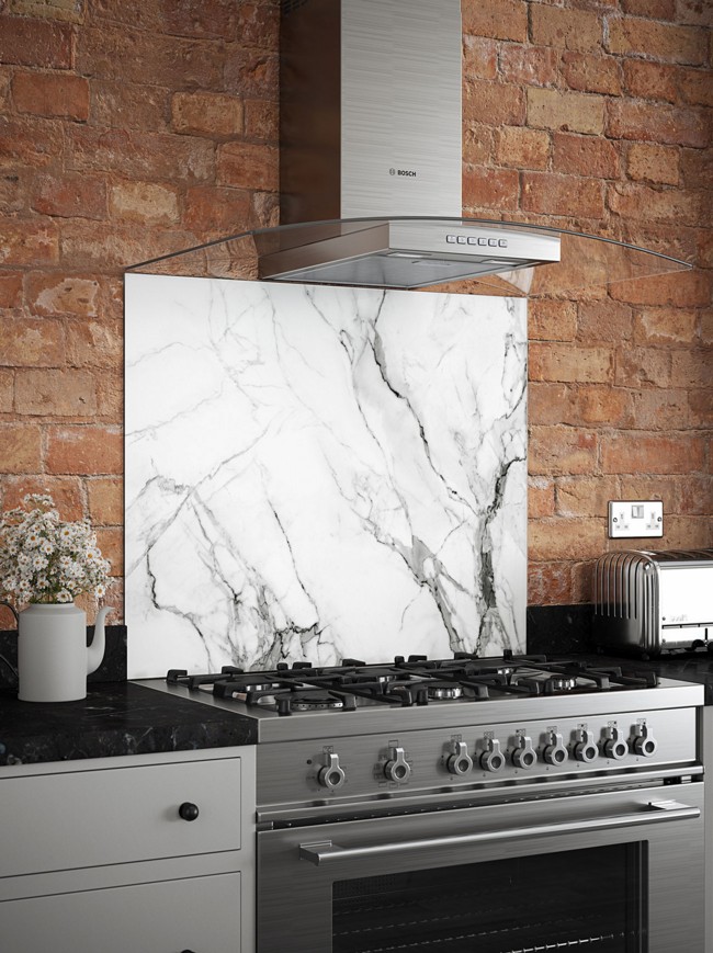 Carrara Marble Self-Adhesive Glass Splashback