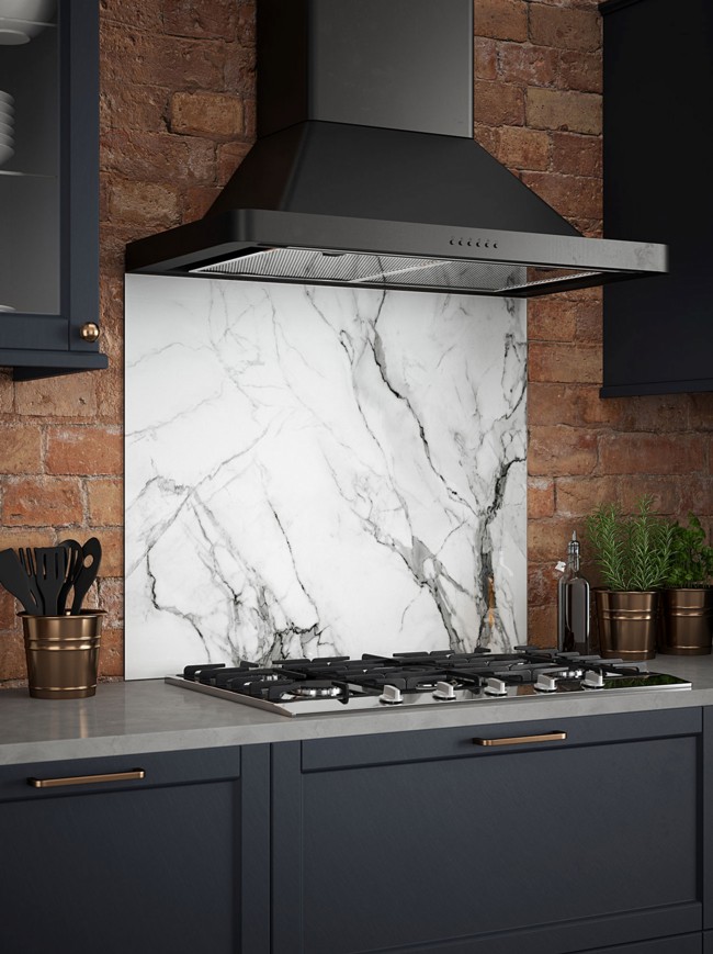 Carrara Marble Self-Adhesive Glass Splashback