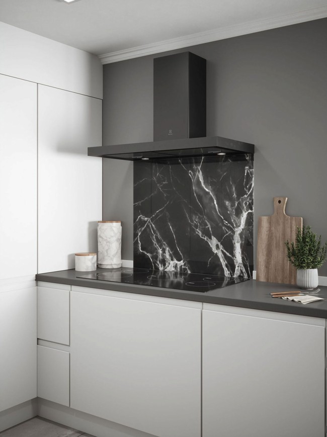 Black Marble Self-Adhesive Glass Splashback