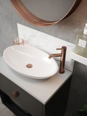 Calacatta Marble Self-Adhesive Glass Bathroom Splashback