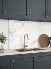 Honey Calacatta Marble Self-Adhesive Glass Splashback