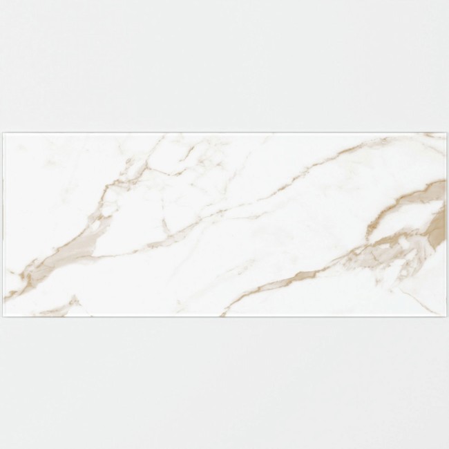 Honey Calacatta Marble Self-Adhesive Glass Bathroom Splashback