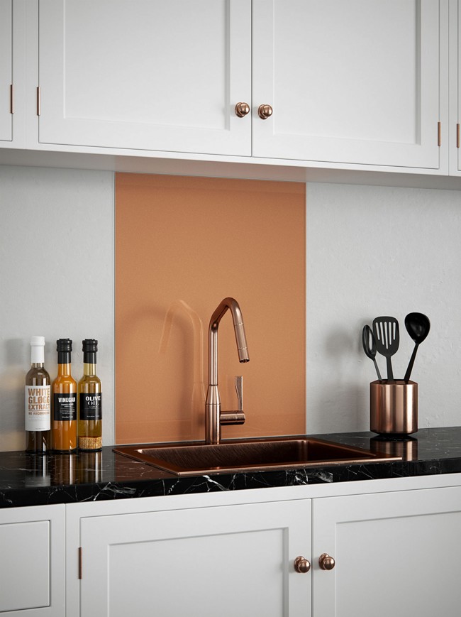 Copper Self-Adhesive Glass Splashback