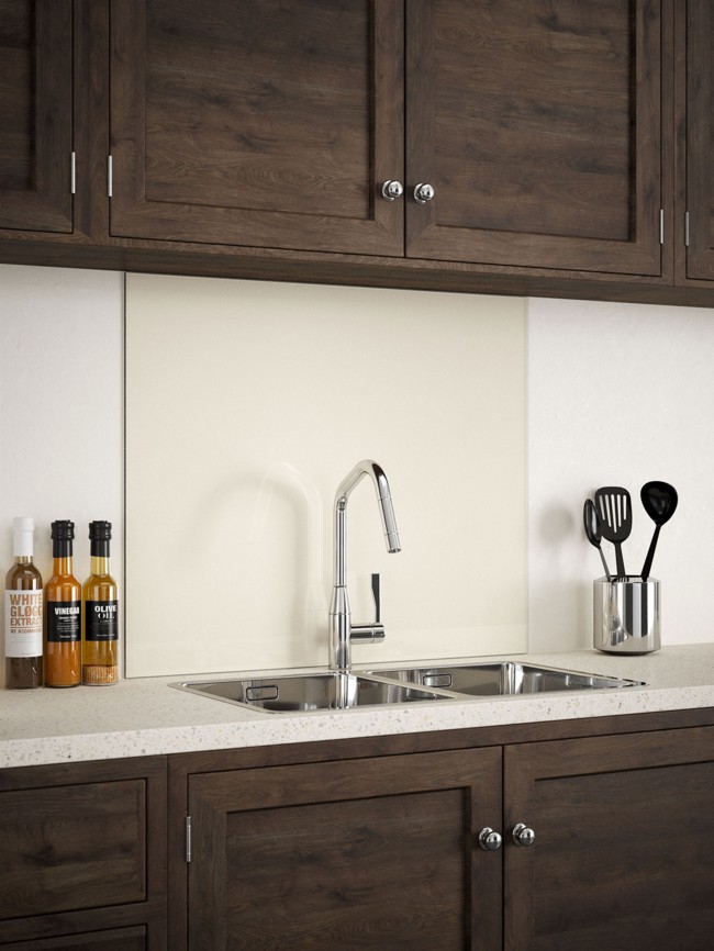 Cotton Cream Self-Adhesive Glass Splashback