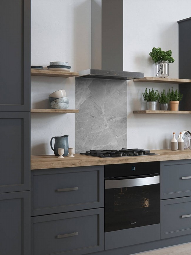 House Beautiful Pietra Grey Self-Adhesive Glass Splashback