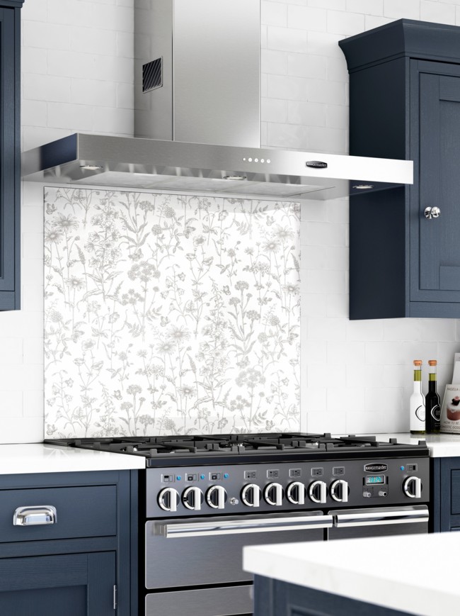 Laura Ashley Lisette White Self-Adhesive Glass Splashback