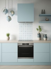 House Beautiful Heritage Sky Blue Self-Adhesive Glass Splashback