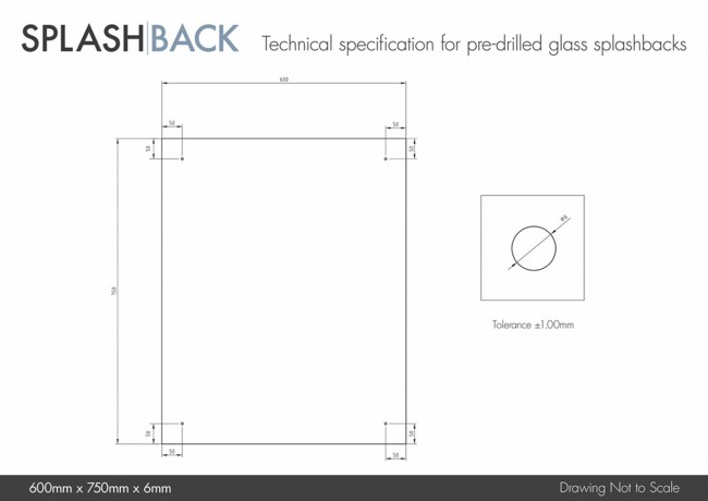 Crystal Clear Glass Splashback with Chrome Caps
