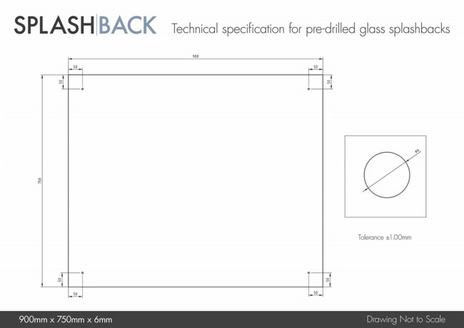 Crystal Clear Glass Splashback with Chrome Caps