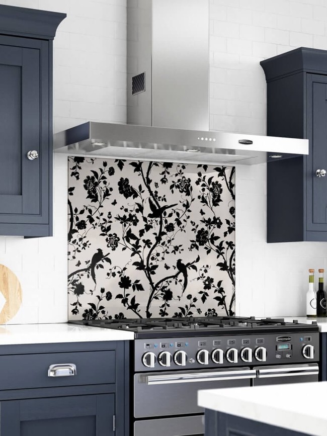 Laura Ashley Oriental Garden Charcoal Self-Adhesive Glass Splashback