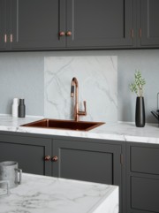 House Beautiful Calacatta Marble Self-Adhesive Glass Splashback