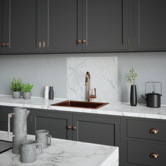 Calacatta Marble Self-Adhesive Glass Splashback