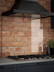 Crystal Clear Glass Splashback with Black Caps