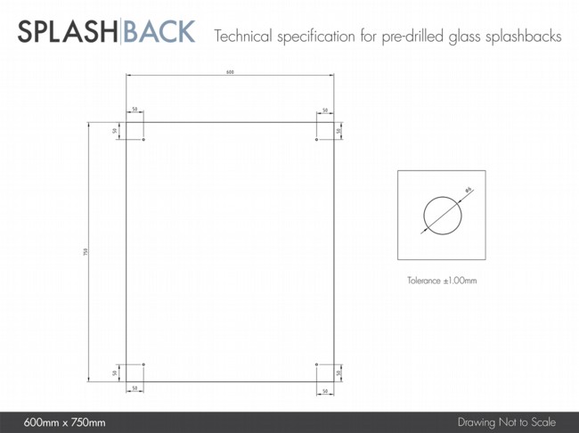 Crystal Clear Glass Splashback with Black Caps