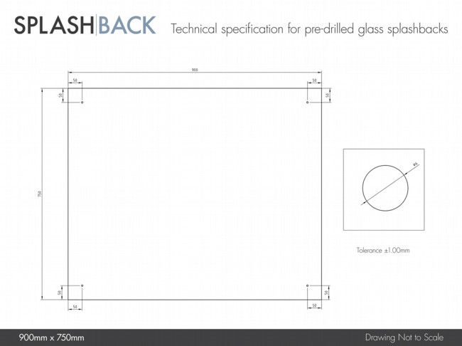 Crystal Clear Glass Splashback with Gunmetal Caps