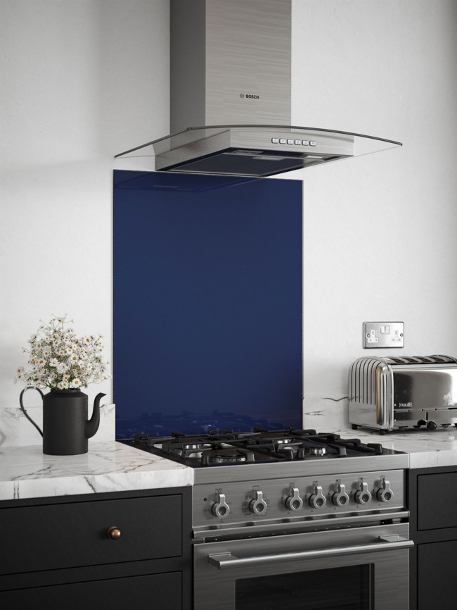 Midnight Blue Self-Adhesive Glass Splashback