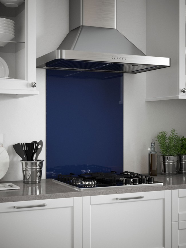 Midnight Blue Self-Adhesive Glass Splashback