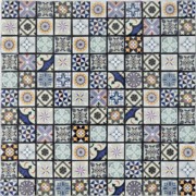 Geo Moroccan Bright Mosaic Self-adhesive Glass Tile Sheet