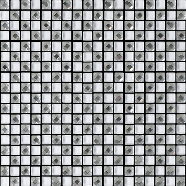 Jewel White Mosaic Self-adhesive Glass Tile Sheet
