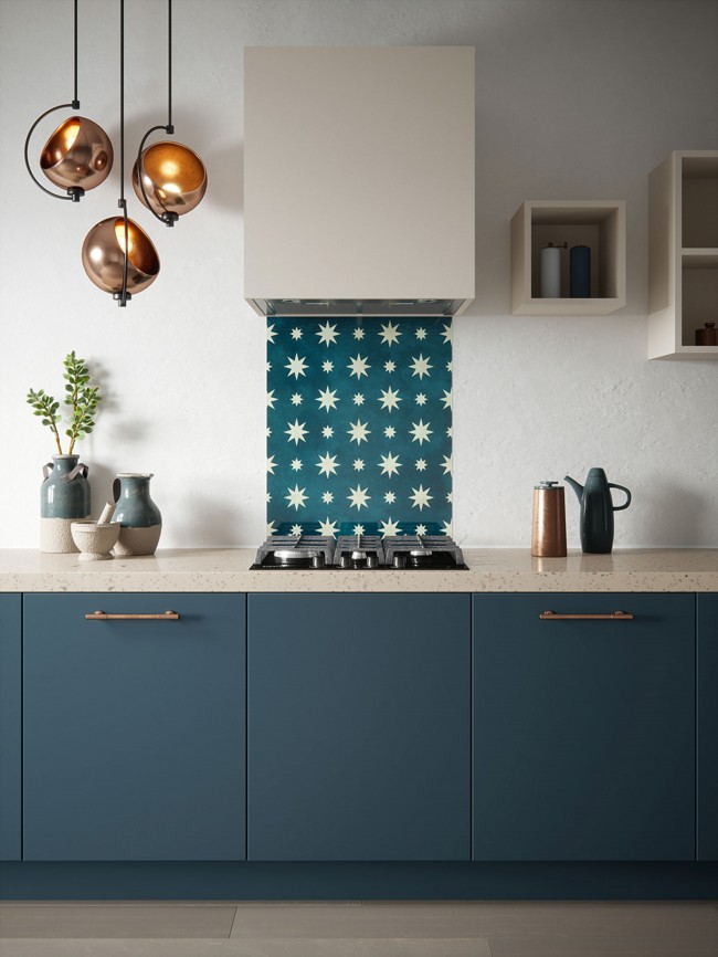 House Beautiful Jasper Indigo Self-Adhesive Glass Splashback