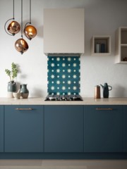 House Beautiful Jasper Indigo Self-Adhesive Glass Splashback