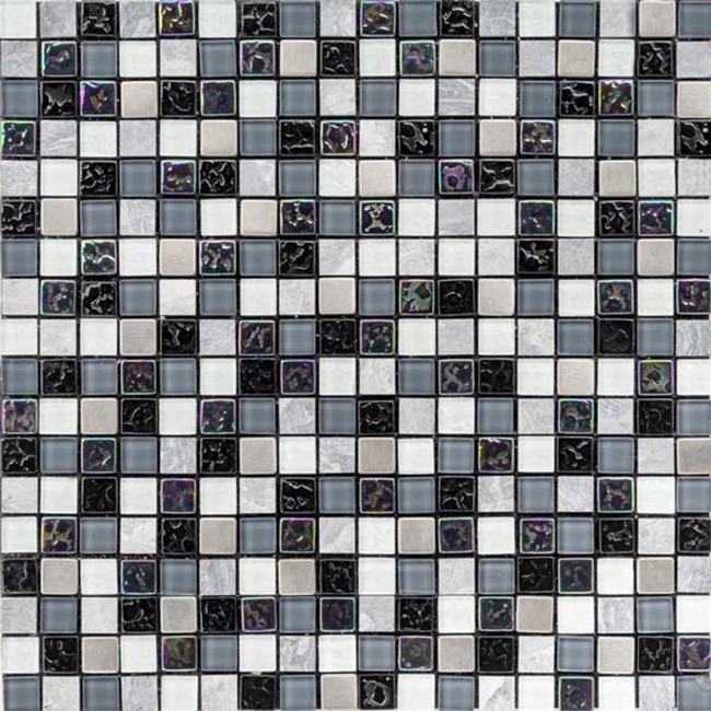 Petrol Marble Mix Mosaic Selfadhesive Glass Tile Sheet Splashback